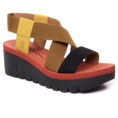 nu-pieds-talons-compenses marron multi: même style de chaussures en ligne pour femmes que les Tamaris