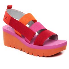 nu-pieds-talons-compenses rouge multi: même style de chaussures en ligne pour femmes que les Tamaris