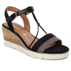 Chaussures femme été 2023 - nu-pieds compensés tamaris noir
