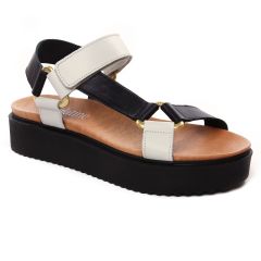 sandales-compensees blanc noir: même style de chaussures en ligne pour femmes que les Tamaris