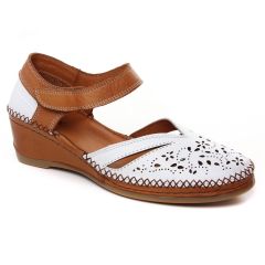 nu-pieds-trotteurs blanc marron: même style de chaussures en ligne pour femmes que les Rieker