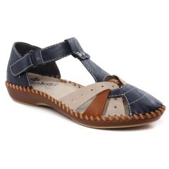 nu-pieds-trotteurs bleu beige: même style de chaussures en ligne pour femmes que les Rieker