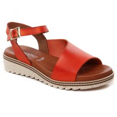 Chaussures femme été 2023 - sandales compensées Dorking rouge orange
