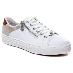 Chaussures femme été 2023 - tennis rieker blanc or