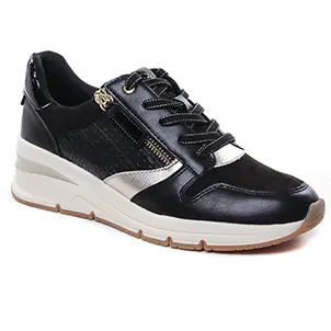 Tamaris 23702 Black Gold : chaussures dans la même tendance femme (baskets-compensees noir or) et disponibles à la vente en ligne 