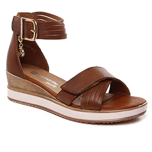 Remonte D6458-24 Muskat : chaussures dans la même tendance femme (nu-pieds-talons-compenses marron) et disponibles à la vente en ligne 