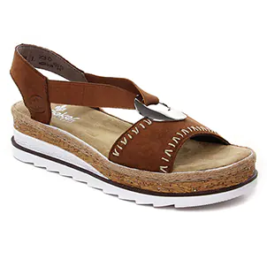 Rieker V79Q0-24 Noisette : chaussures dans la même tendance femme (nu-pieds-talons-compenses marron) et disponibles à la vente en ligne 
