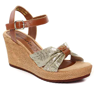 Tamaris 28346 Cuoio Gold : chaussures dans la même tendance femme (nu-pieds-talons-compenses marron) et disponibles à la vente en ligne 