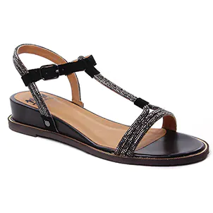 nu-pieds-talon noir même style de chaussures en ligne pour femmes que les  Rieker