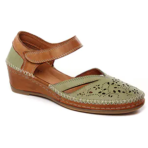 Altex Mirella Kaki Tan : chaussures dans la même tendance femme (nu-pieds-talons-compenses vert marron) et disponibles à la vente en ligne 
