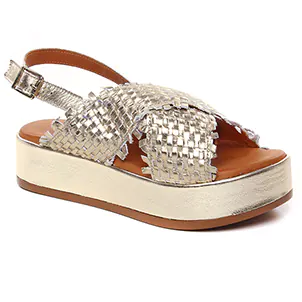Scarlatine Graize Gold : chaussures dans la même tendance femme (sandales-compensees beige doré) et disponibles à la vente en ligne 