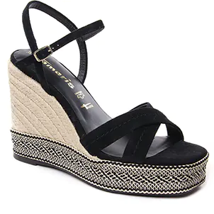 Tamaris 28363 Black : chaussures dans la même tendance femme (nu-pieds-talons-compenses noir) et disponibles à la vente en ligne 