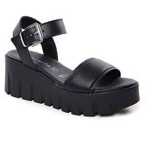 Tamaris 28712 Black Leather : chaussures dans la même tendance femme (sandales-compensees noir) et disponibles à la vente en ligne 