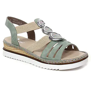 Rieker 679L4-52 Mint Pistache : chaussures dans la même tendance femme (sandales-compensees vert beige) et disponibles à la vente en ligne 
