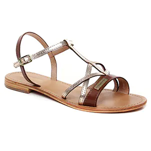 Les Tropéziennes Hironela Tan : chaussures dans la même tendance femme (sandales marron doré) et disponibles à la vente en ligne 