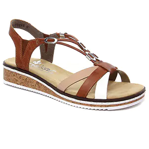 Rieker V3657-81 Blanco Cognac : chaussures dans la même tendance femme (sandales marron muli) et disponibles à la vente en ligne 