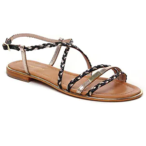 sandales-plates noir doré: même style de chaussures en ligne pour femmes que les Jb Martin