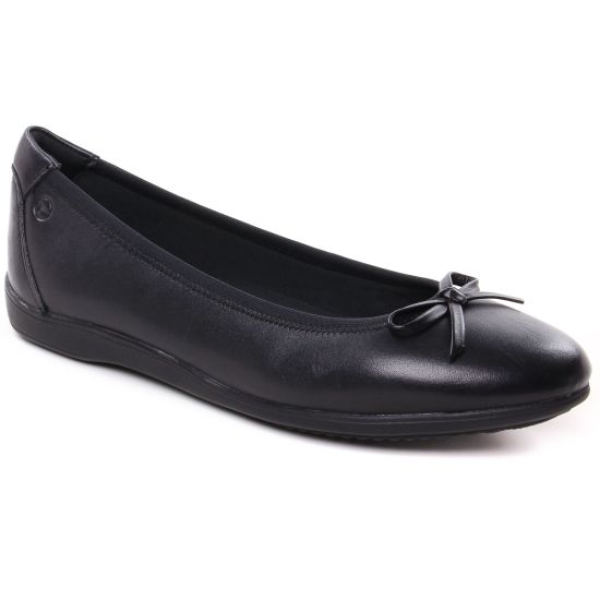 Ballerines Tamaris 22100 Black Leather, vue principale de la chaussure femme
