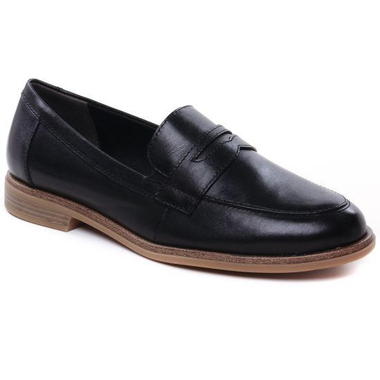 Mocassins Tamaris 24215 Black Leather, vue principale de la chaussure femme