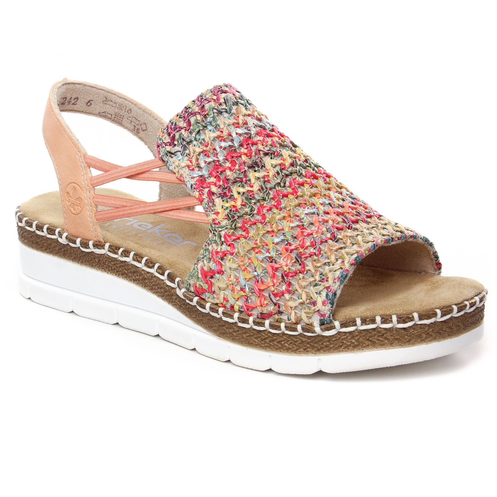 Nu pieds Compens s Rieker Pour Femme V1241 90 Multi Abricot TROIS PAR 3 Nu pieds Compens s Rieker Pour Femme V1241 90 Multi Abricot TROIS PAR 3