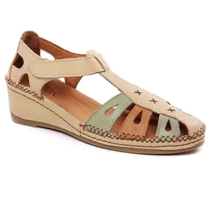 nu-pieds-talons-compenses beige vert même style de chaussures en ligne pour femmes que les  Tamaris