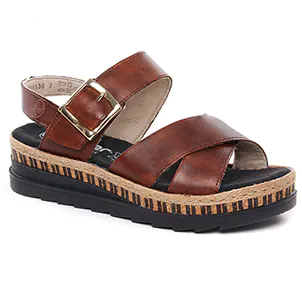 Rieker V7951-24 Reh Peanut : chaussures dans la même tendance femme (nu-pieds-talons-compenses marron) et disponibles à la vente en ligne 