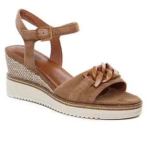 nu-pieds-talons-compenses marron même style de chaussures en ligne pour femmes que les  Tamaris