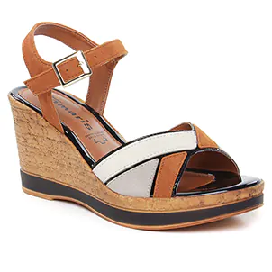 Tamaris 28027 Cognac Comb : chaussures dans la même tendance femme (nu-pieds-talons-compenses marron) et disponibles à la vente en ligne 