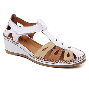 nu-pieds-talons-compenses blanc marron même style de chaussures en ligne pour femmes que les  Les Tropéziennes