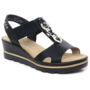 Rieker 67498-00 Black Lightgold : chaussures dans la même tendance femme (nu-pieds-talons-compenses noir) et disponibles à la vente en ligne 