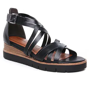 nu-pieds-talons-compenses noir même style de chaussures en ligne pour femmes que les  Rieker