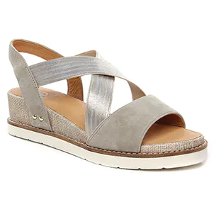 Fugitive Biscui Velour Ciment : chaussures dans la même tendance femme (sandales-compensees beige doré) et disponibles à la vente en ligne 