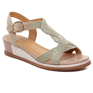 Fugitive Isy Gold : chaussures dans la même tendance femme (sandales-compensees beige doré) et disponibles à la vente en ligne 