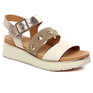Fugitive Kinoa Platine : chaussures dans la même tendance femme (sandales-compensees beige doré) et disponibles à la vente en ligne 