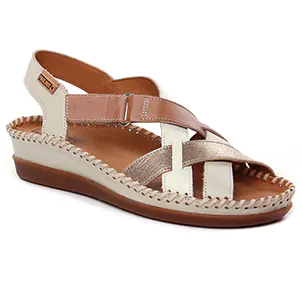 Chaussures femme été 2024 - sandales compensées Pikolinos blanc beige