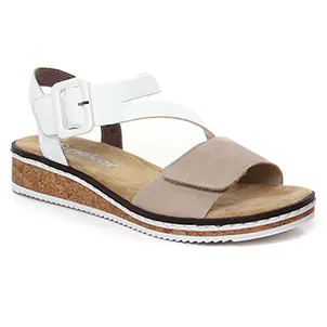 Rieker V3660-60 Nude Weiss : chaussures dans la même tendance femme (sandales-compensees blanc beige) et disponibles à la vente en ligne 