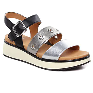sandales-compensees gris argent même style de chaussures en ligne pour femmes que les  Rieker