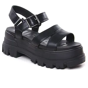Chaussures femme été 2024 - sandales compensées Buffalo noir