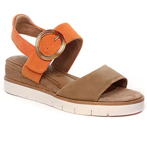 sandales-compensees orange marron même style de chaussures en ligne pour femmes que les  Scarlatine