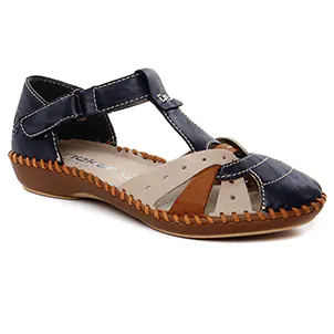 sandales-plates blanc marine même style de chaussures en ligne pour femmes que les  Rieker