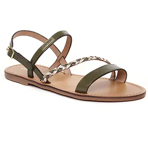 Les Tropéziennes Batresse Kaki Multi : chaussures dans la même tendance femme (sandales-plates vert kaki) et disponibles à la vente en ligne 