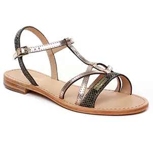 Les Tropéziennes Hironela Kaki Or : chaussures dans la même tendance femme (sandales-plates vert kaki or) et disponibles à la vente en ligne 