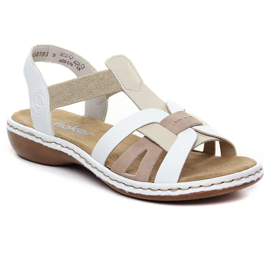 Nu Pieds Et Sandales Rieker 65918-81 Pebble Weiss, vue principale de la chaussure femme