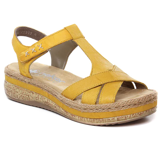 Nu Pieds Et Sandales Rieker V0919-68 Yellow, vue principale de la chaussure femme