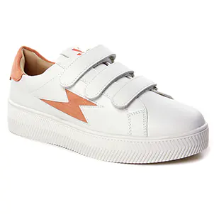 baskets-mode blanc orange même style de chaussures en ligne pour femmes que les  Tamaris