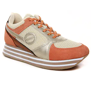 baskets-plateforme orange doré même style de chaussures en ligne pour femmes que les  No Name