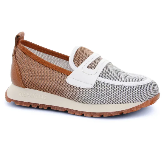 Mocassins Hispanitas Borneo White Brown, vue principale de la chaussure femme