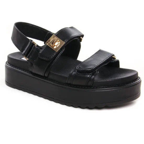 Sandales Compensées Steve Madden Bigmona Black, vue principale de la chaussure femme