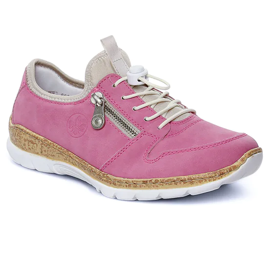 Tennis Et Baskets Mode Rieker N42G0-31 Rose, vue principale de la chaussure femme