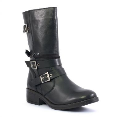 Bottines Cuir Noir NOË Mi-mollet - Pointure 39, Neuf Dans Sa Boîte, Talon Carré Bas